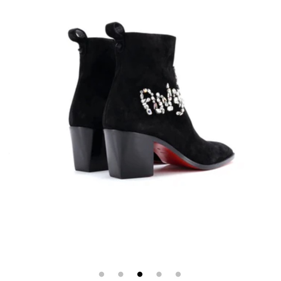 Christian Louboutin Angels Heeled Ankle Boots Crystal Embellished Suede NEW PR13 - Picture 4 of 9